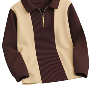 Men Zip Neck Cotton Blend T-Shirt – Textured Self Design Striped Regular Fit | Bewakoof Style